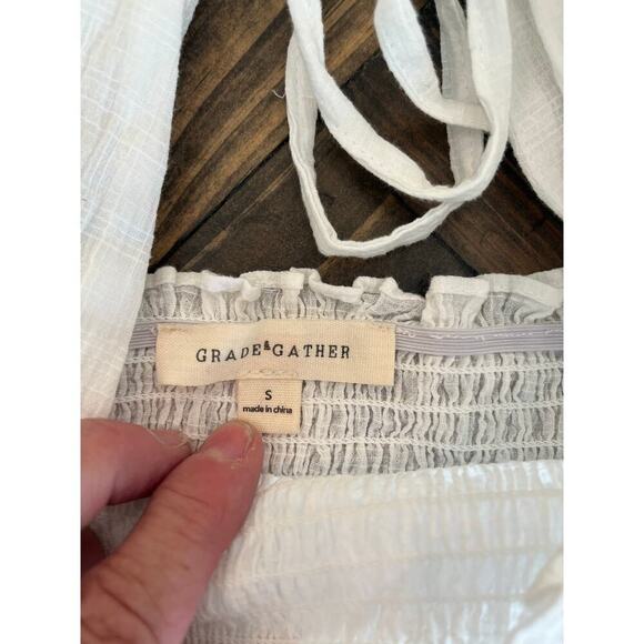 Peasant CottageCore Pirate Top Women Small Festival Sheer Smocked Cowgirl Boho - Picture 2 of 7